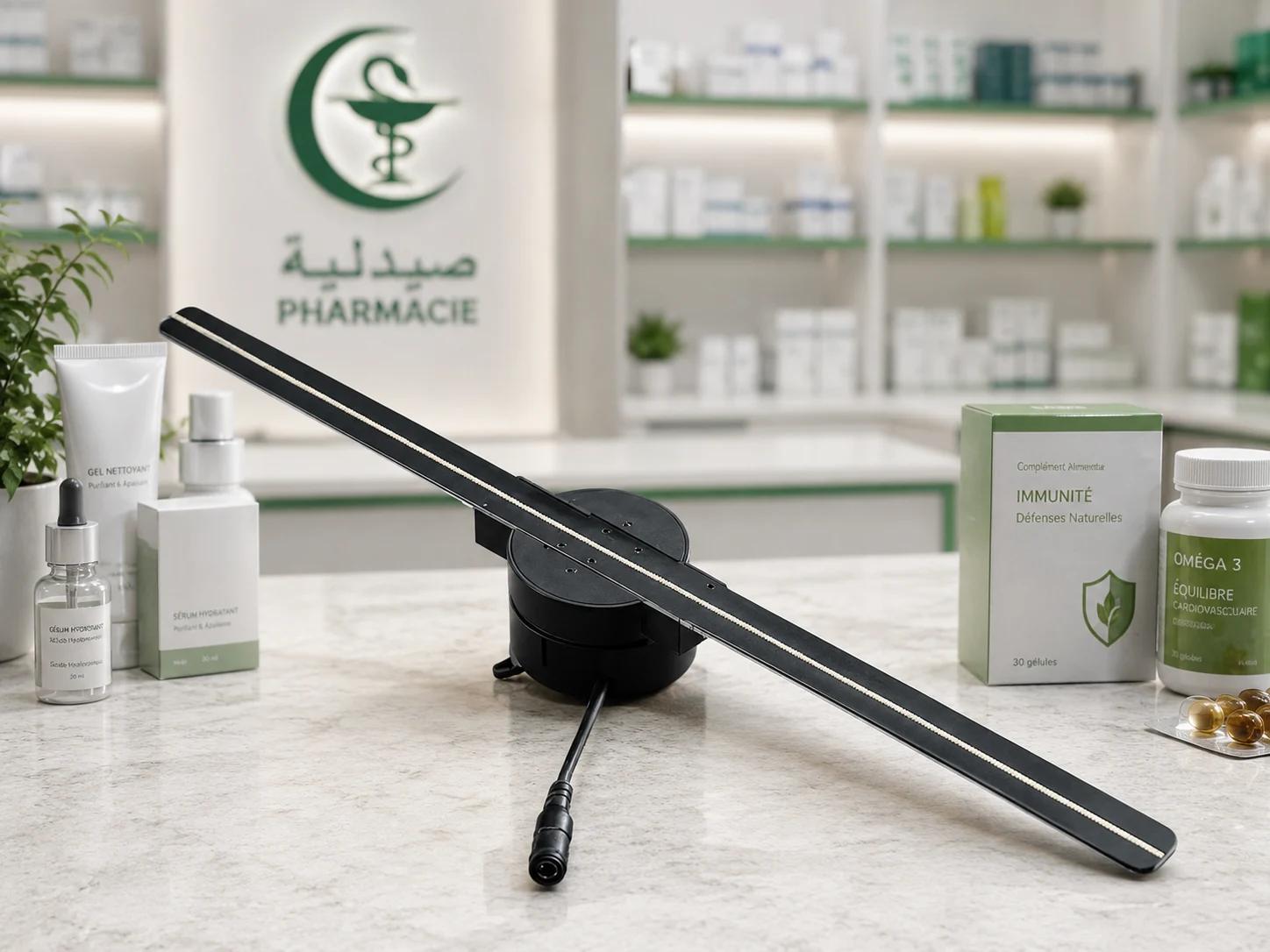 Attirez plus de clients grâce à un hologramme 3D spectaculaire dans votre pharmacie