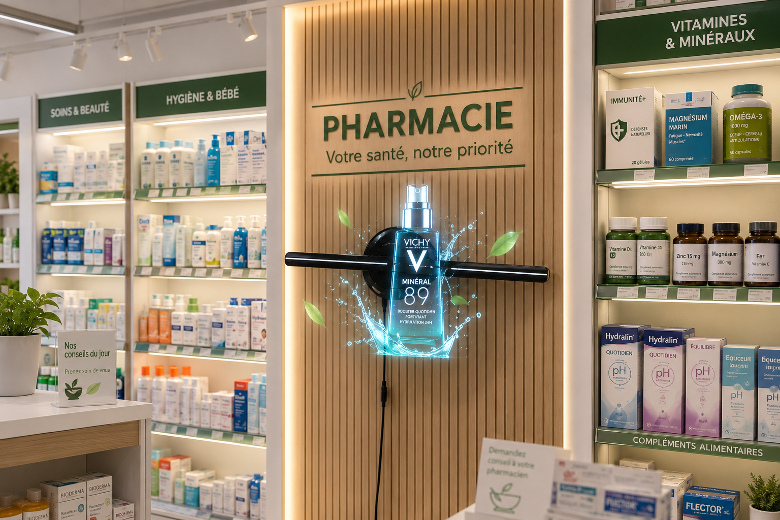 Attirez plus de clients grâce à un hologramme 3D spectaculaire dans votre pharmacie